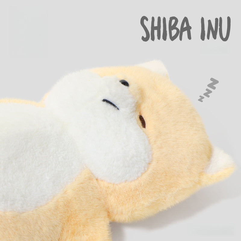 Lazy Shiba Inu Plush Toy - Ultra-Soft Stuffed Dog Pillow, Cute Kawaii Sleeping Puppy Doll for Girls & Adults