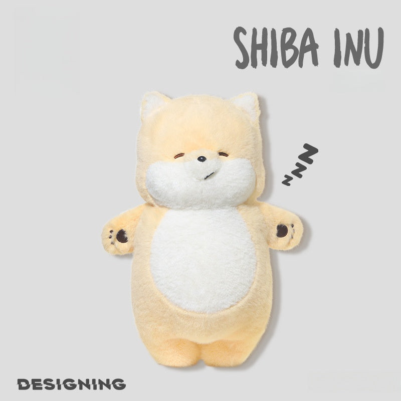 Lazy Shiba Inu Plush Toy - Ultra-Soft Stuffed Dog Pillow, Cute Kawaii Sleeping Puppy Doll for Girls & Adults