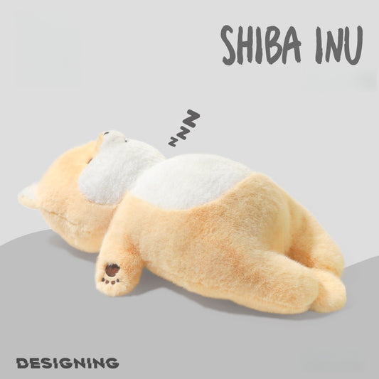 Lazy Shiba Inu Plush Toy - Ultra-Soft Stuffed Dog Pillow, Cute Kawaii Sleeping Puppy Doll for Girls & Adults